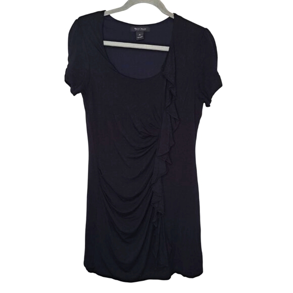 White House Black Market Dresses & Skirts - White House Black Market Black Ruffle Mini Dress Size Medium